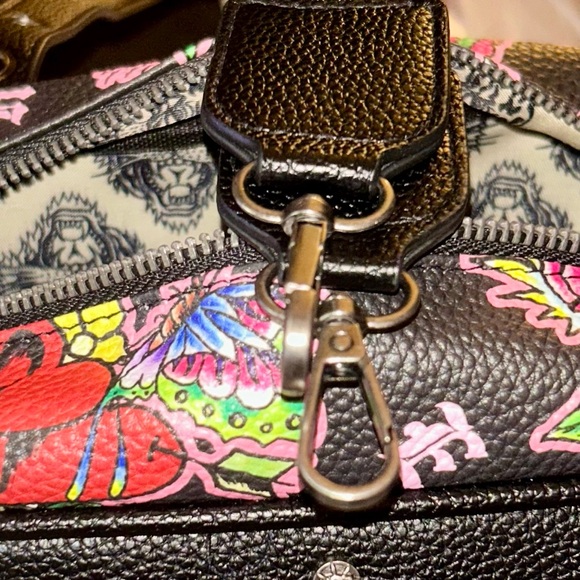 Ed Hardy Black and Pink Skull Floral Satchel - Picture 12 of 14